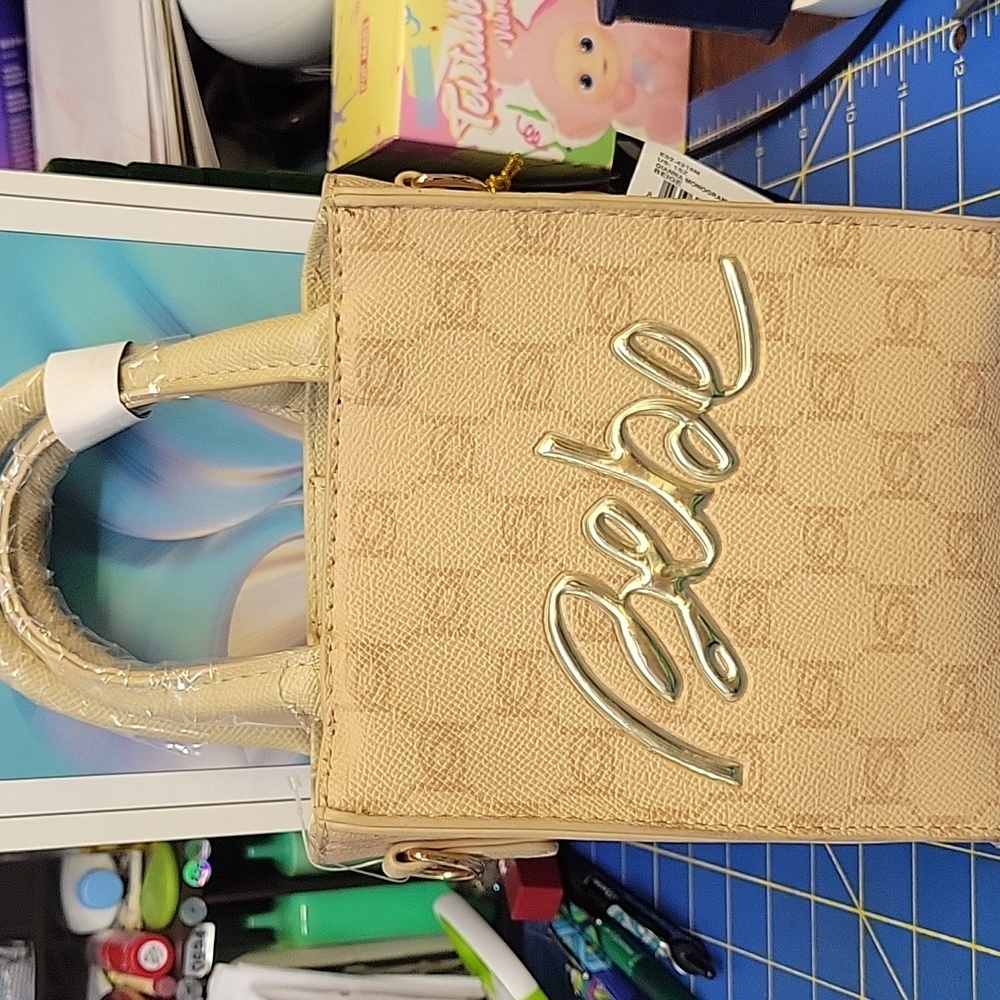 Bebe Gianna Monogram Crossbody Beige NWT - Picture 5 of 6